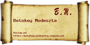 Betskey Modeszta névjegykártya